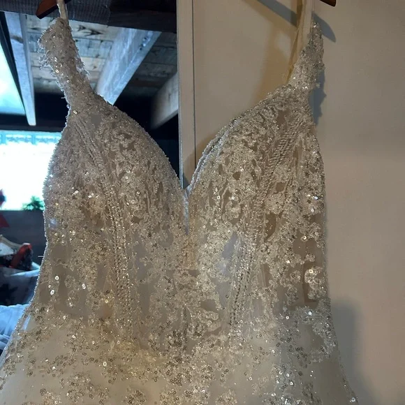 Stunning Ivory Sequin Wedding Dress - Picture 2 of 16